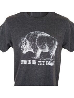 Buffalo Bison T Shirt Mens Size Small Gray Homie On The Range Graphic Tee